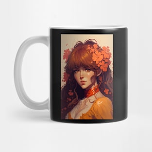 Beautiful Anime Girl from a Medieval World Flowered Hair Mug